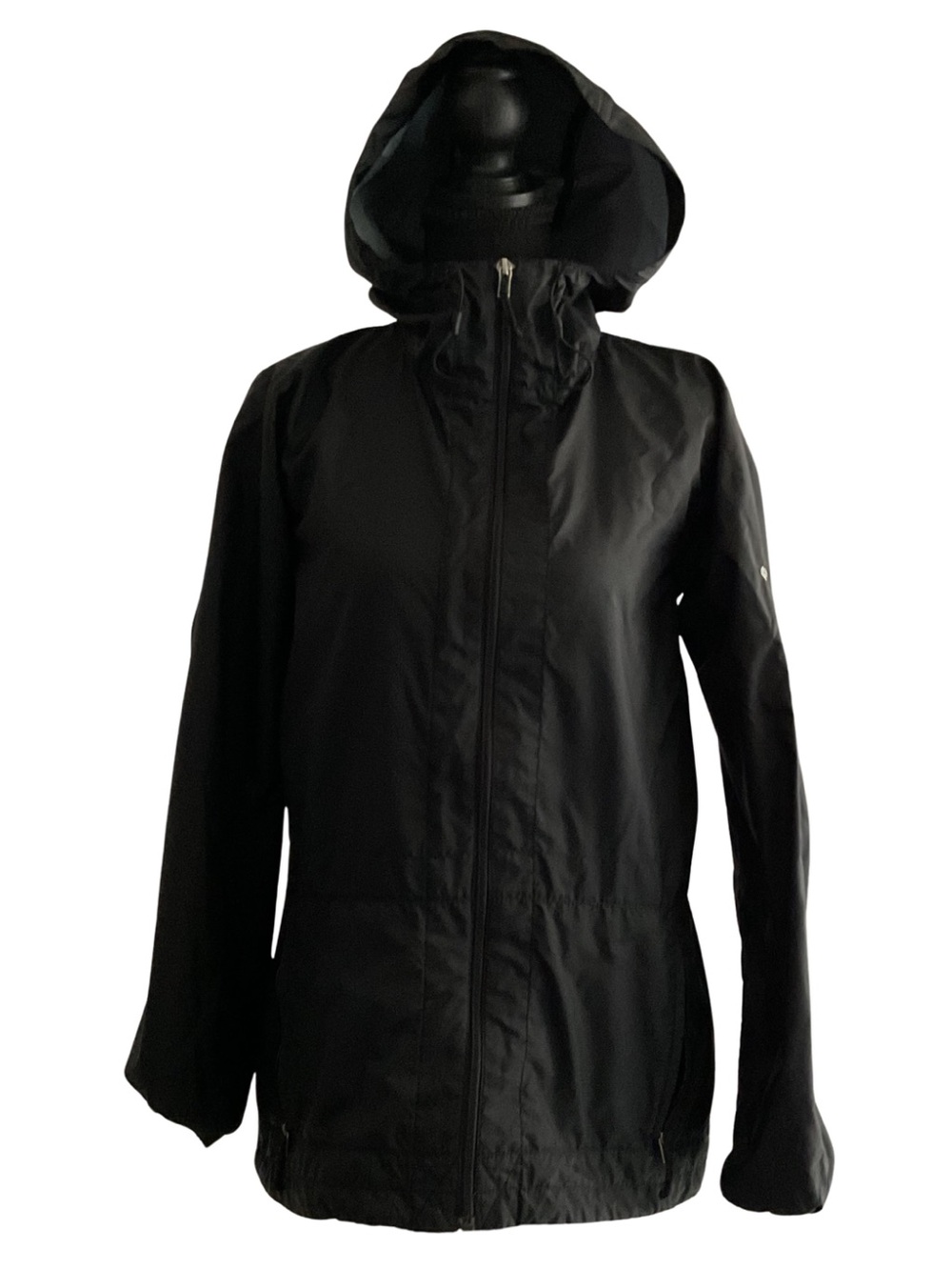 Columbia Black Hooded Trench Coat Zip Front Lightweight Women S Gorpcore Outdoor